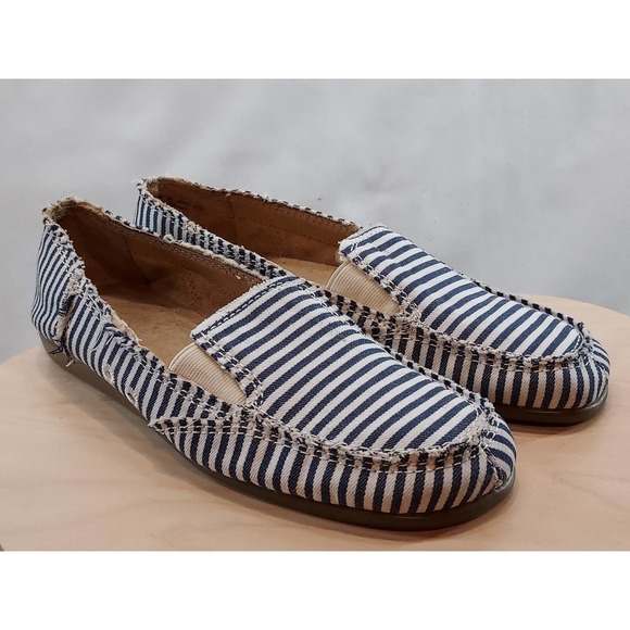 AEROSOLES Blue and White Striped Loafers - Picture 2 of 11